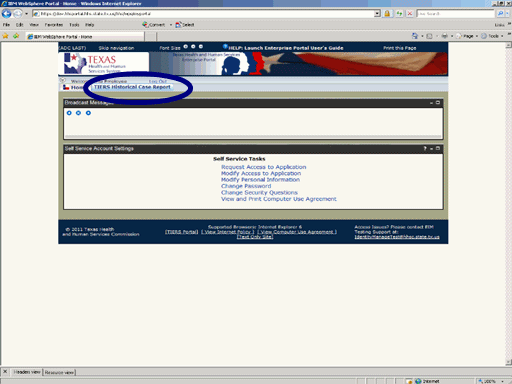 Screenshot of Enterprise Portal Home Page